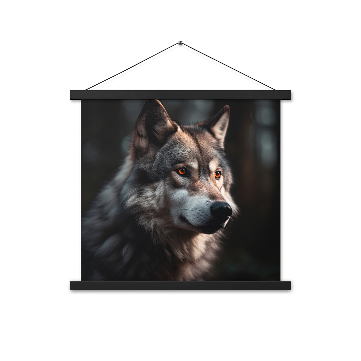 Wolf Porträt - Fotorealistische Malerei - Premium Poster mit Aufhängung camping xxx 45.7 x 45.7 cm