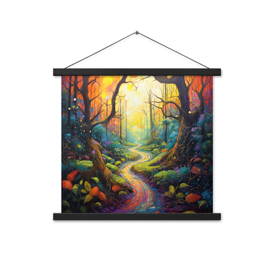 Wald und Wanderweg - Bunte, farbenfrohe Malerei - Premium Poster mit Aufhängung camping xxx 45.7 x 45.7 cm