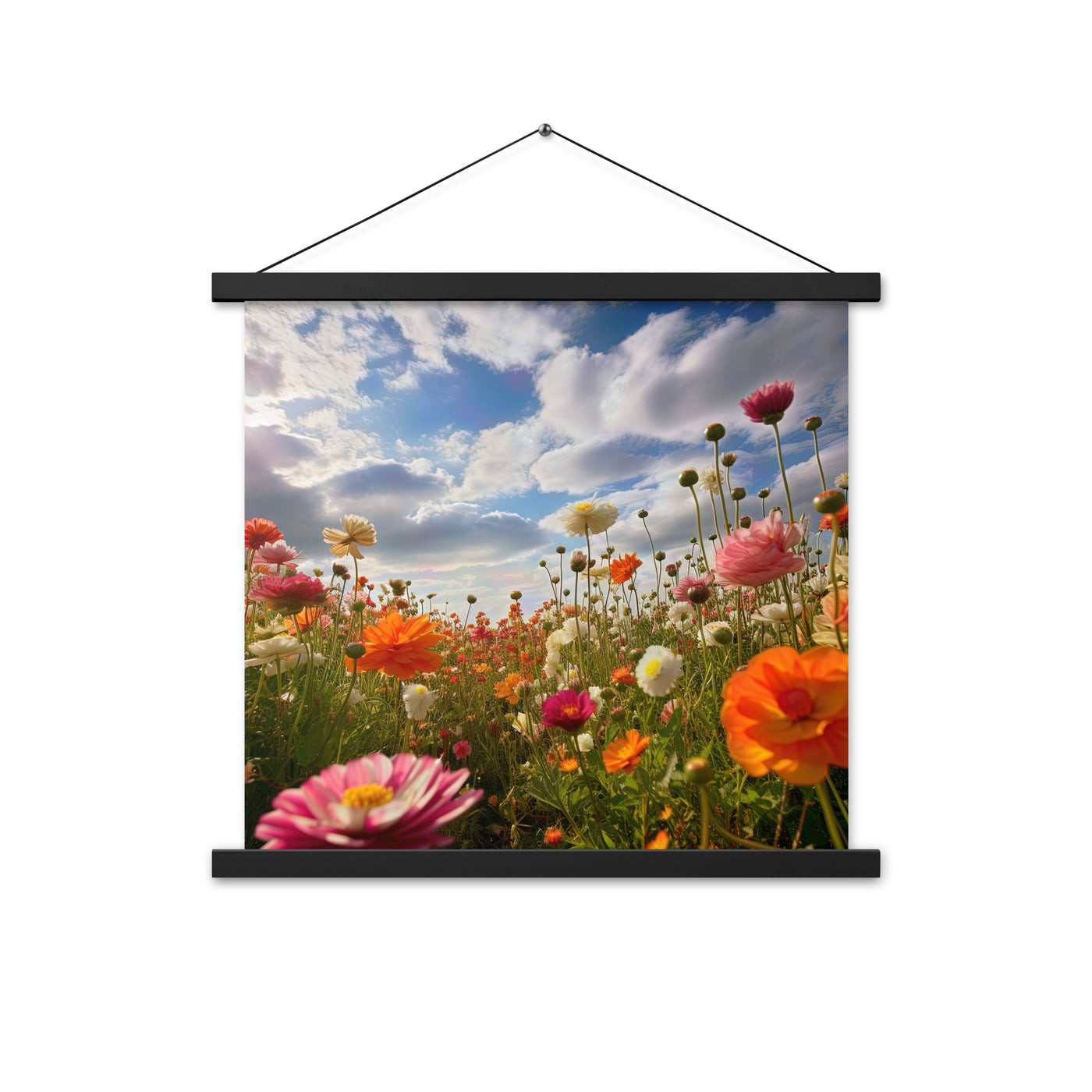 Blumenfeld und Sonnenschein - Premium Poster mit Aufhängung camping xxx 45.7 x 45.7 cm