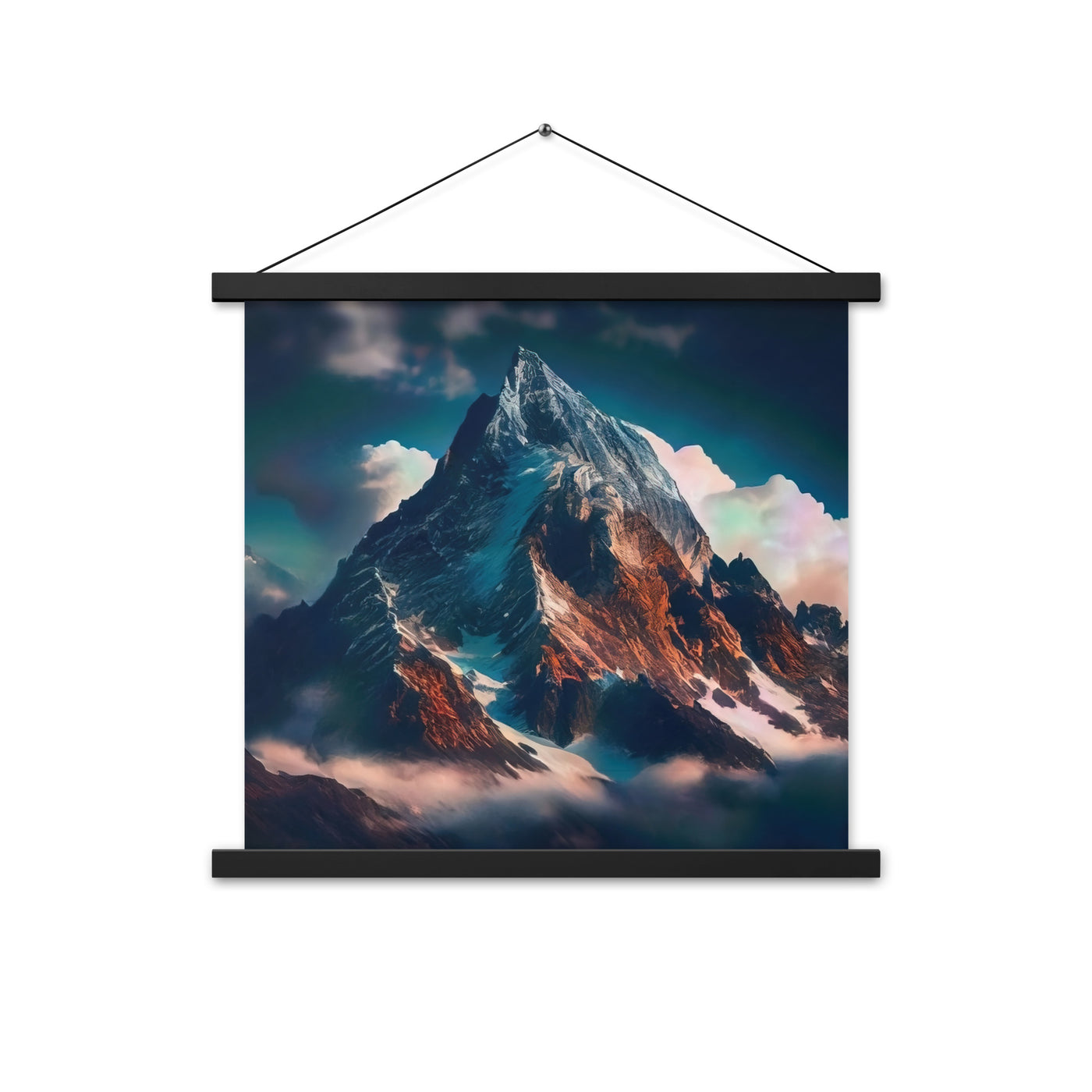 Berge und Nebel - Premium Poster mit Aufhängung berge xxx Black 45.7 x 45.7 cm