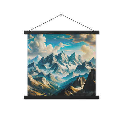 Ein Gemälde von Bergen, das eine epische Atmosphäre ausstrahlt. Kunst der Frührenaissance - Premium Poster mit Aufhängung berge xxx yyy zzz 45.7 x 45.7 cm