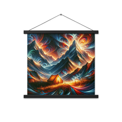Abstrakte Kunst der Alpen, wo die Berge mit dynamischen Farben und Mustern pulsieren und eine Szene Energie schaffen - Enhanced Matte camping xxx yyy zzz 45.7 x 45.7 cm