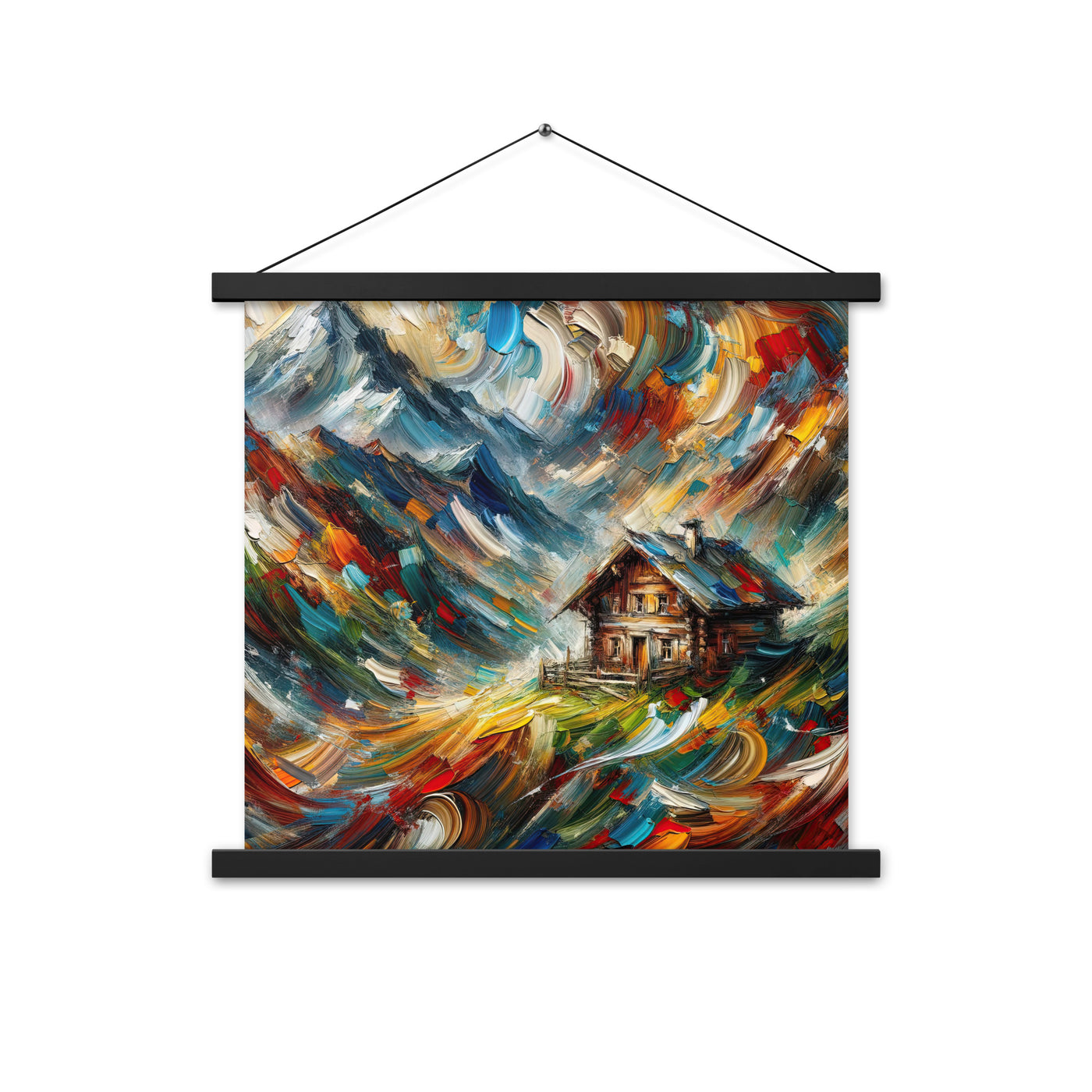 Expressionistisches Farbchaos der Alpen und Schönheit der Berge - Abstrakt - Premium Poster mit Aufhängung berge xxx yyy zzz 45.7 x 45.7 cm