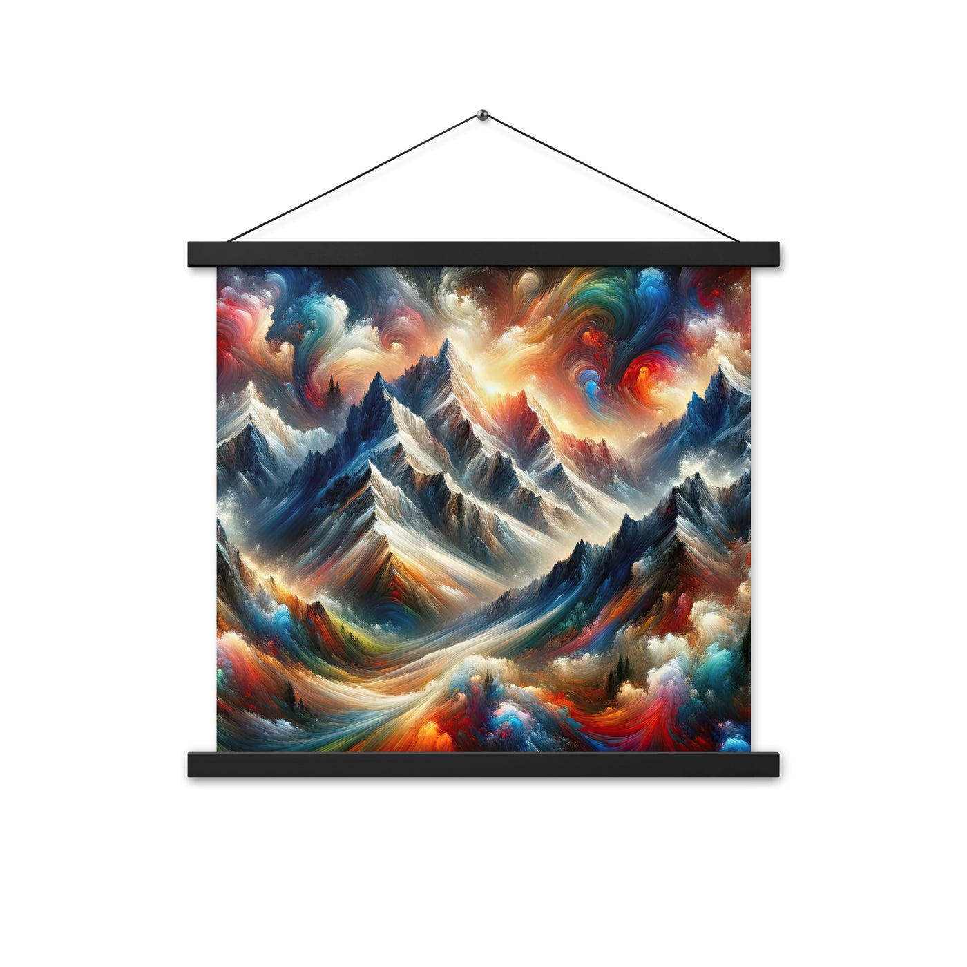 Expressionistische Alpen, Berge: Gemälde mit Farbexplosion - Premium Poster mit Aufhängung berge xxx yyy zzz 45.7 x 45.7 cm
