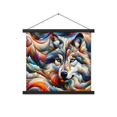 Abstrakte Kunst der Alpen mit einem Wolf. Chaotischer Tanz aus Farben und Formen. Surreale Landschaft (AN) - Enhanced Matte Paper Poster xxx yyy zzz 45.7 x 45.7 cm