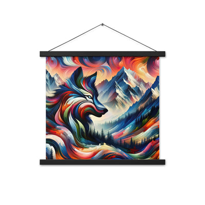 Abstrakte Kunst der Alpen mit majestätischer Wolfssilhouette. Lebendige, wirbelnde Farben, unvorhersehbare Muster (AN) - Enhanced Matte xxx yyy zzz 45.7 x 45.7 cm