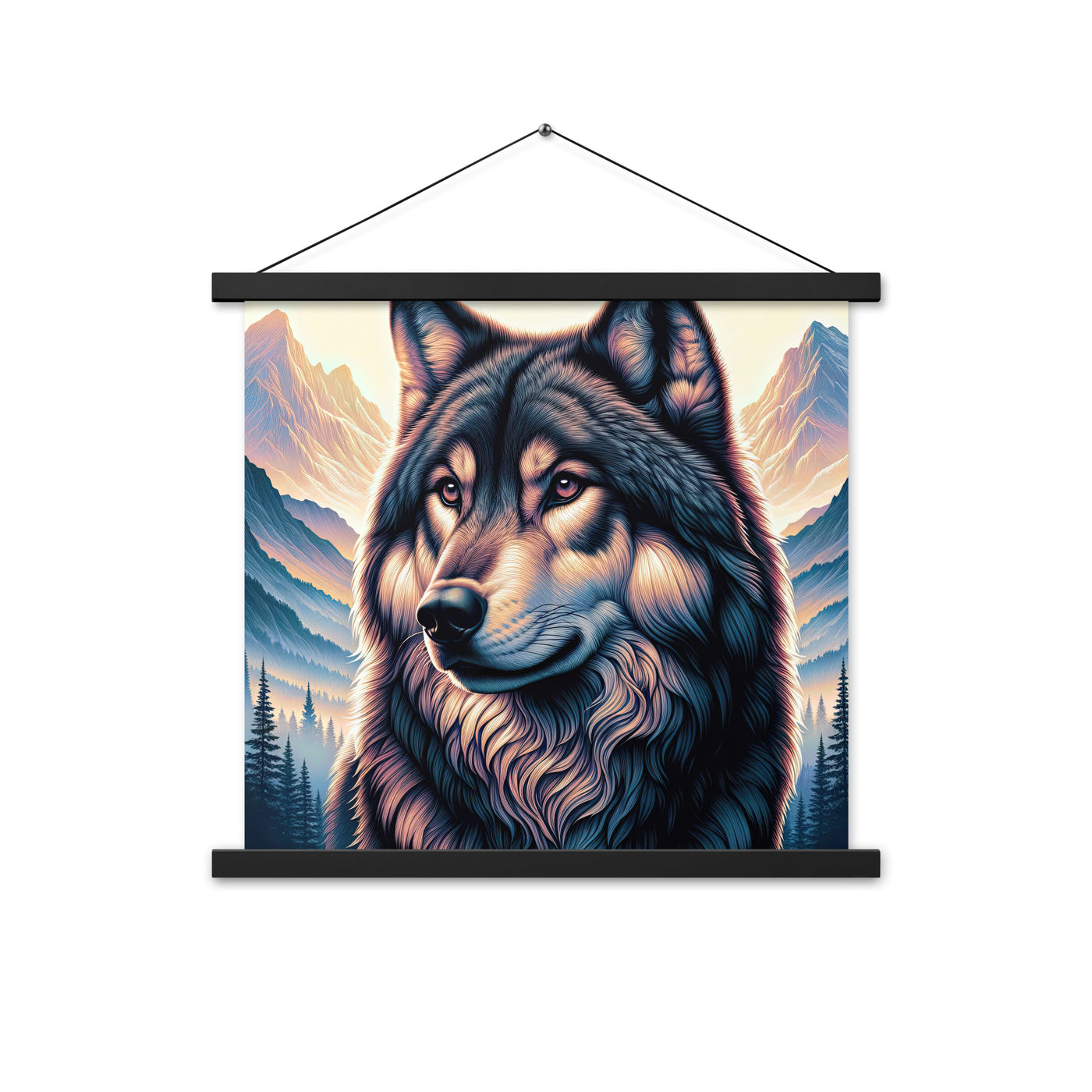 Majestätischer, glänzender Wolf in leuchtender Illustration (AN) - Premium Poster mit Aufhängung xxx yyy zzz 45.7 x 45.7 cm