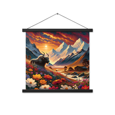 Magischer Alpenabend mit Hochlandkuh und goldener Sonnenkulisse - Premium Poster mit Aufhängung berge xxx yyy zzz 45.7 x 45.7 cm