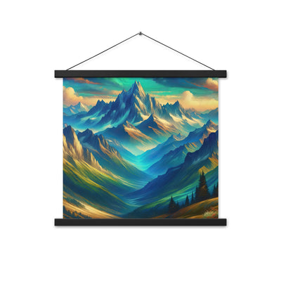 Atemberaubende alpine Komposition mit majestätischen Gipfeln und Tälern - Premium Poster mit Aufhängung berge xxx yyy zzz 45.7 x 45.7 cm