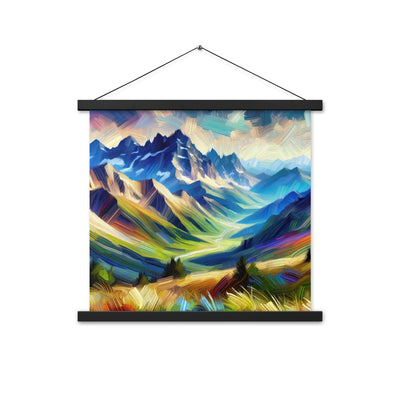 Impressionistische Alpen, lebendige Farbtupfer und Lichteffekte - Premium Poster mit Aufhängung berge xxx yyy zzz 45.7 x 45.7 cm