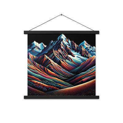 Pointillistische Darstellung der Alpen, Farbpunkte formen die Landschaft - Premium Poster mit Aufhängung berge xxx yyy zzz 45.7 x 45.7 cm