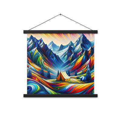 Surreale Alpen in abstrakten Farben, dynamische Formen der Landschaft - Premium Poster mit Aufhängung camping xxx yyy zzz 45.7 x 45.7 cm