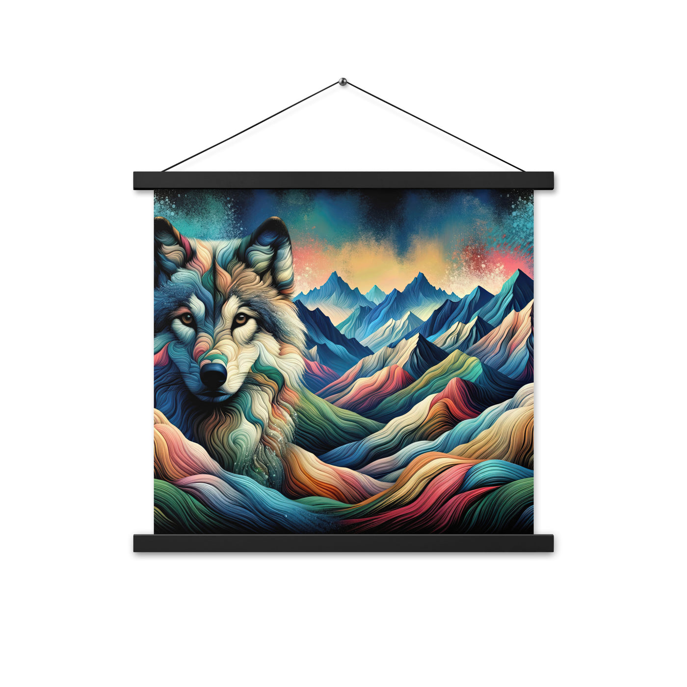 Traumhaftes Alpenpanorama mit Wolf in wechselnden Farben und Mustern (AN) - Premium Poster mit Aufhängung xxx yyy zzz 45.7 x 45.7 cm