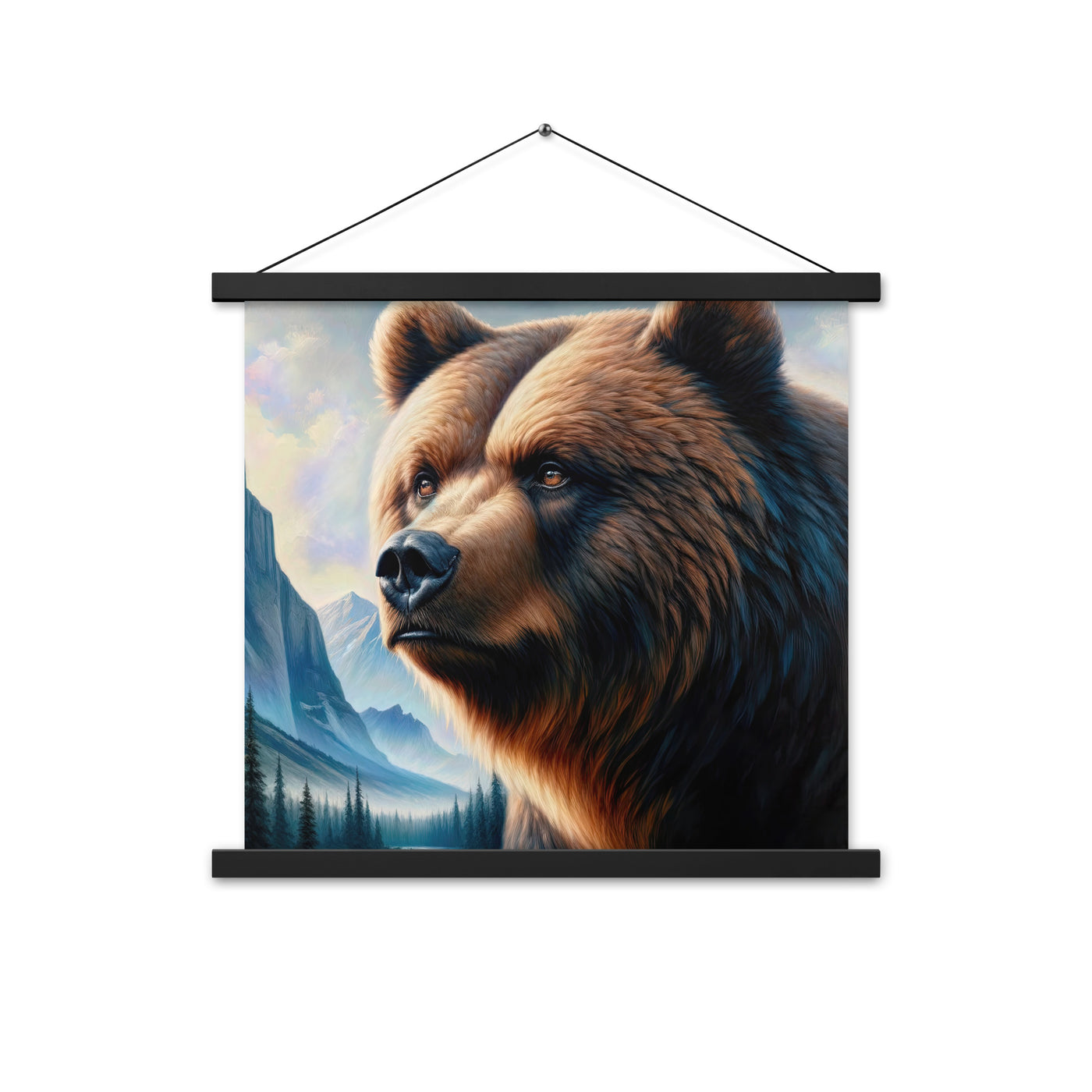 Ölgemälde, das das Gesicht eines starken realistischen Bären einfängt. Porträt - Premium Poster mit Aufhängung camping xxx yyy zzz 45.7 x 45.7 cm