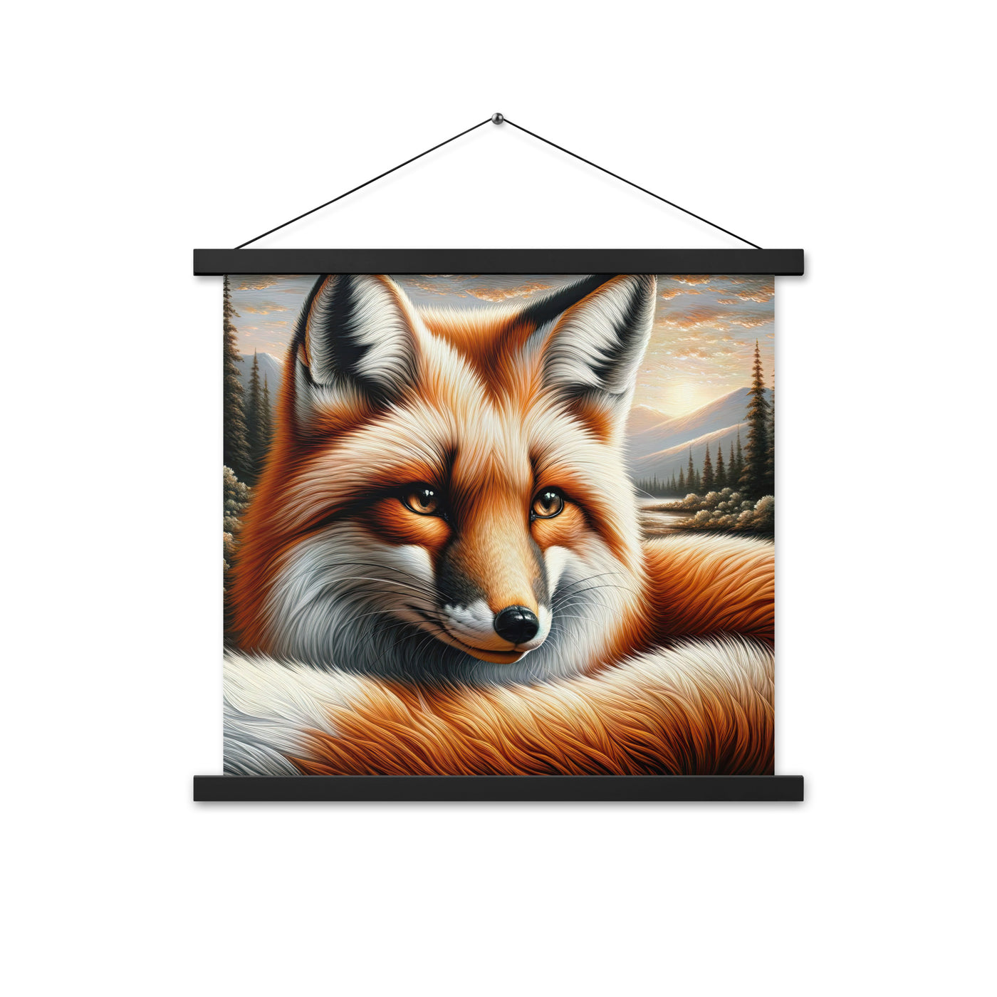 Ölgemälde eines nachdenklichen Fuchses mit weisem Blick - Premium Poster mit Aufhängung camping xxx yyy zzz 45.7 x 45.7 cm