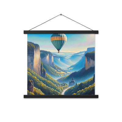Ölgemälde einer ruhigen Szene in Luxemburg mit Heißluftballon und blauem Himmel - Premium Poster mit Aufhängung berge xxx yyy zzz 45.7 x 45.7 cm