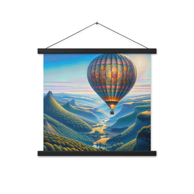 Ölgemälde einer ruhigen Szene mit verziertem Heißluftballon - Premium Poster mit Aufhängung berge xxx yyy zzz 45.7 x 45.7 cm
