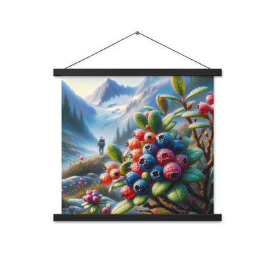 Ölgemälde einer Nahaufnahme von Alpenbeeren in satten Farben und zarten Texturen - Premium Poster mit Aufhängung wandern xxx yyy zzz 45.7 x 45.7 cm