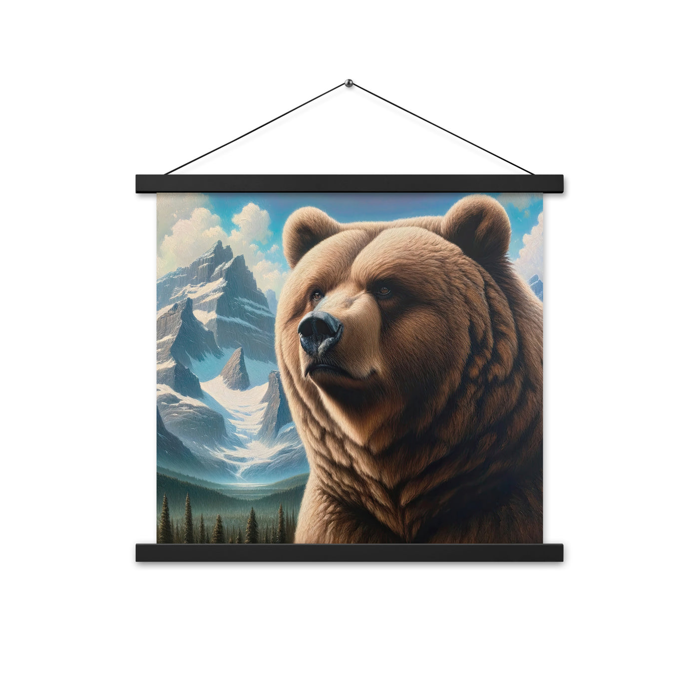 Realistisches Ölgemälde eines männlichen Bären in den Bergen mit Fokus auf Stärke und Schärfe - Enhanced Matte Paper Poster With Hanger camping xxx yyy zzz 45.7 x 45.7 cm