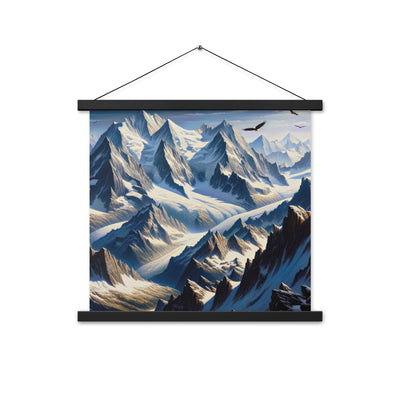Ölgemälde der Alpen mit hervorgehobenen zerklüfteten Geländen im Licht und Schatten - Premium Poster mit Aufhängung berge xxx yyy zzz 45.7 x 45.7 cm