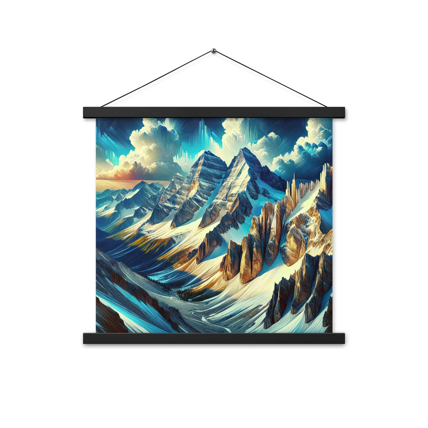 Majestätische Alpen in zufällig ausgewähltem Kunststil - Premium Poster mit Aufhängung berge xxx yyy zzz 45.7 x 45.7 cm