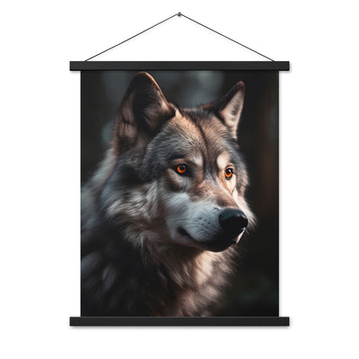 Wolf Porträt - Fotorealistische Malerei - Premium Poster mit Aufhängung camping xxx 45.7 x 61 cm