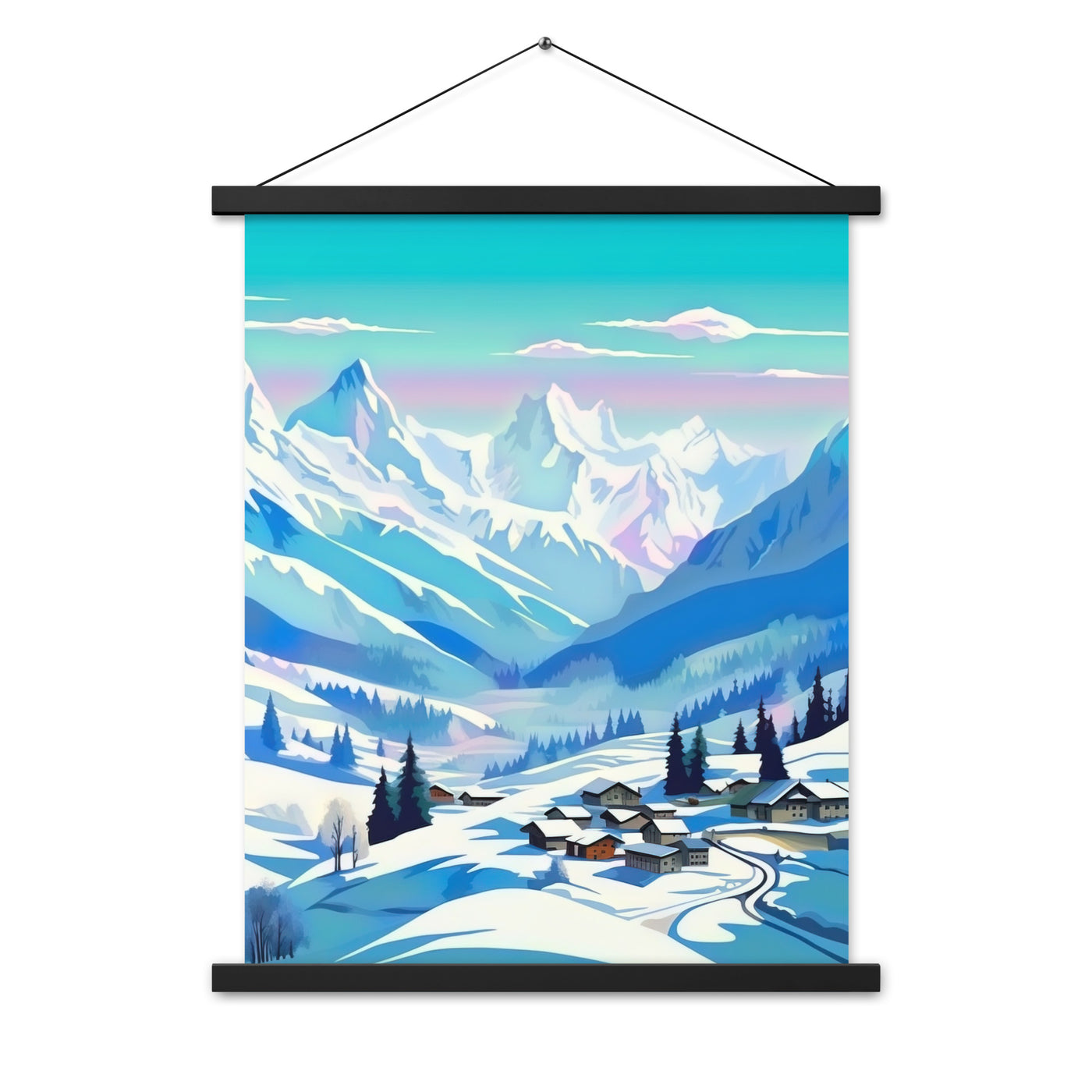 Berge und Schnee - Landschaft - Premium Poster mit Aufhängung ski xxx 45.7 x 61 cm