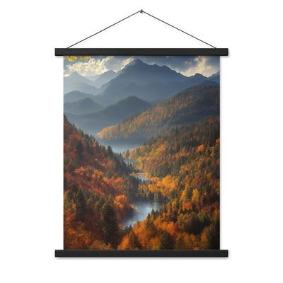 Berge, Wald und Nebel - Malerei - Premium Poster mit Aufhängung berge xxx 45.7 x 61 cm