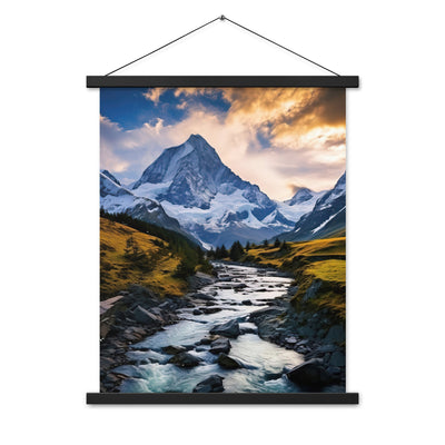 Berge und steiniger Bach - Epische Stimmung - Premium Poster mit Aufhängung berge xxx 45.7 x 61 cm