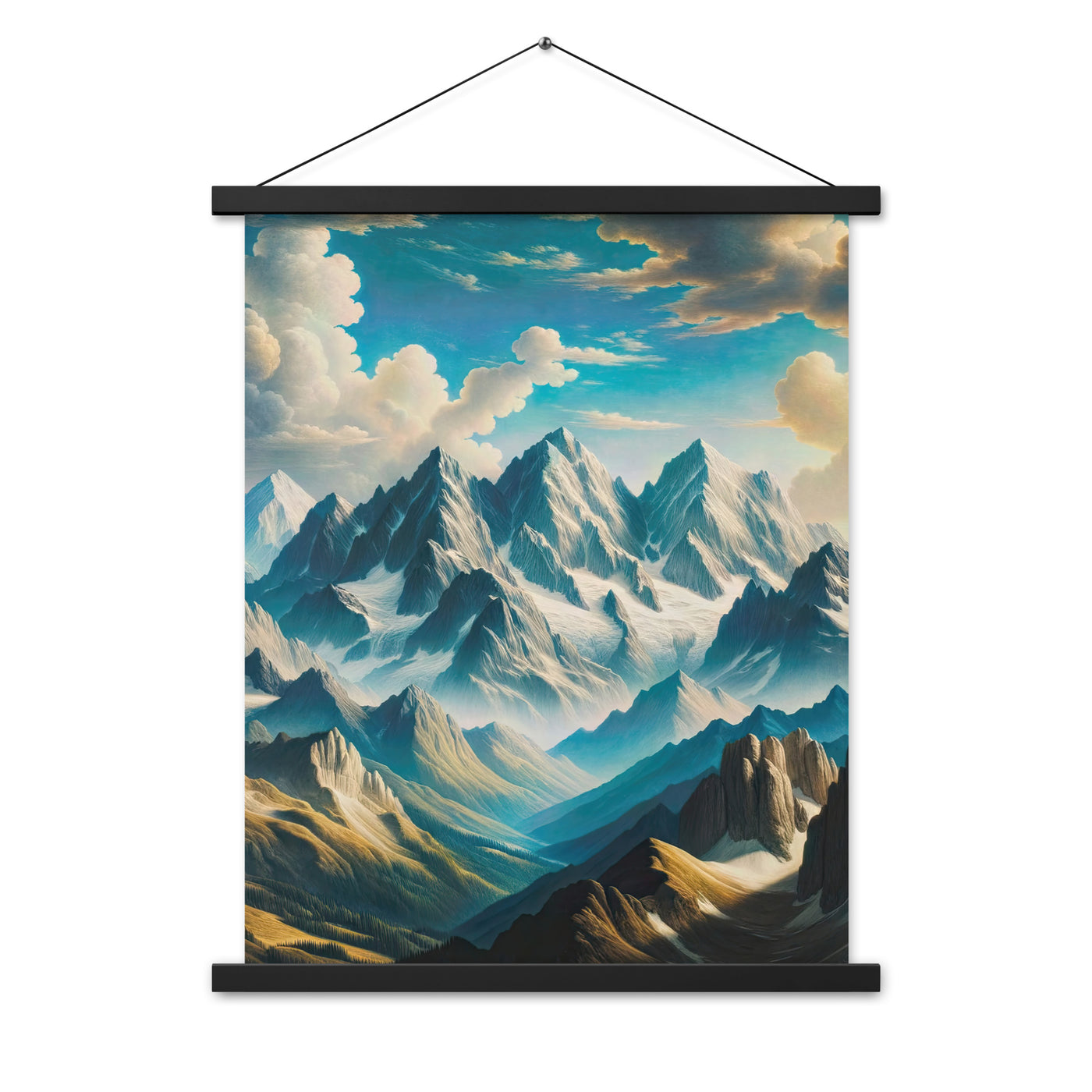 Ein Gemälde von Bergen, das eine epische Atmosphäre ausstrahlt. Kunst der Frührenaissance - Premium Poster mit Aufhängung berge xxx yyy zzz 45.7 x 61 cm
