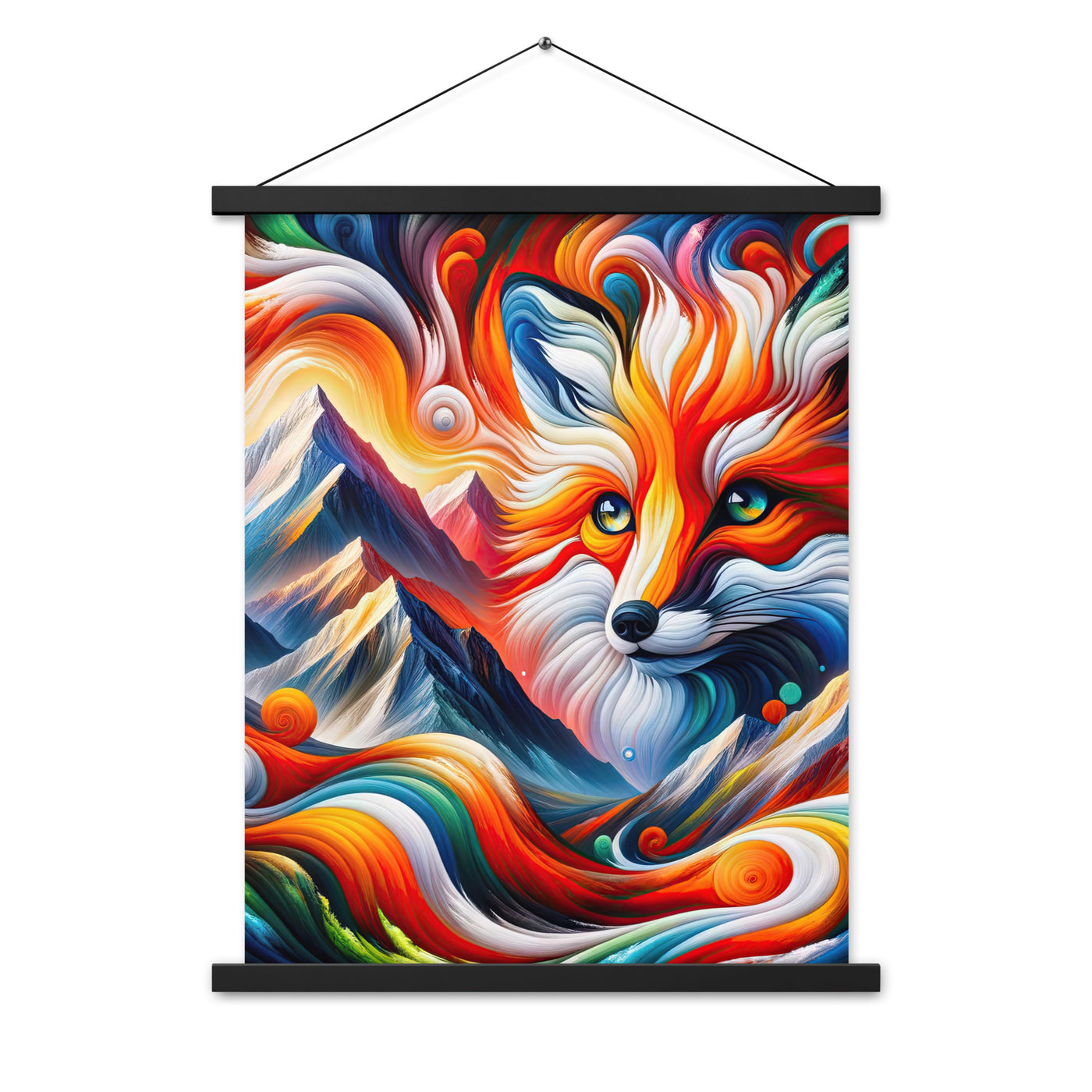 Abstrakte Kunst der Alpen voller lebendiger Farben und dynamischer Bewegung. Es dominiert ein farbiger Fuchs - Enhanced Matte Paper camping xxx yyy zzz 45.7 x 61 cm
