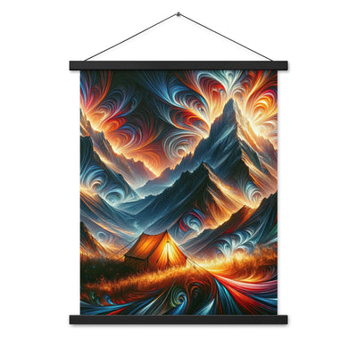 Abstrakte Kunst der Alpen, wo die Berge mit dynamischen Farben und Mustern pulsieren und eine Szene Energie schaffen - Enhanced Matte camping xxx yyy zzz 45.7 x 61 cm