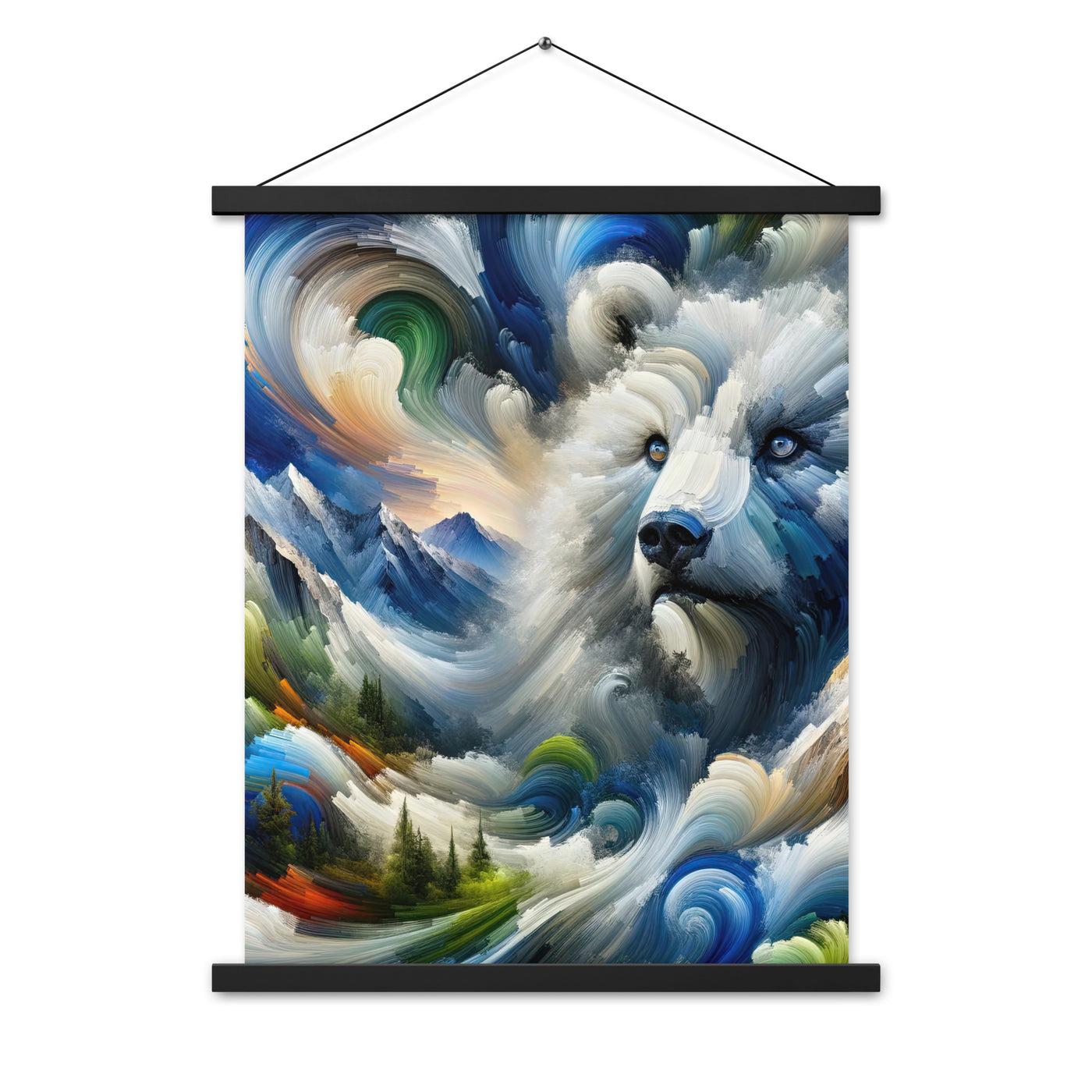 Abstrakte Alpen & Eisbär Kunst in dynamischen Farben - Premium Poster mit Aufhängung camping xxx yyy zzz 45.7 x 61 cm