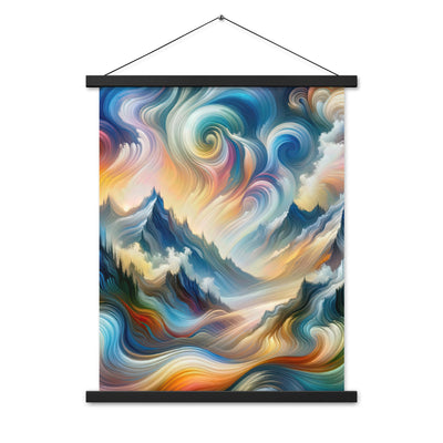 Ätherische schöne Alpen in lebendigen Farbwirbeln - Abstrakte Berge - Premium Poster mit Aufhängung berge xxx yyy zzz 45.7 x 61 cm