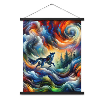 Alpen Abstraktgemälde mit Wolf Silhouette in lebhaften Farben (AN) - Premium Poster mit Aufhängung xxx yyy zzz 45.7 x 61 cm