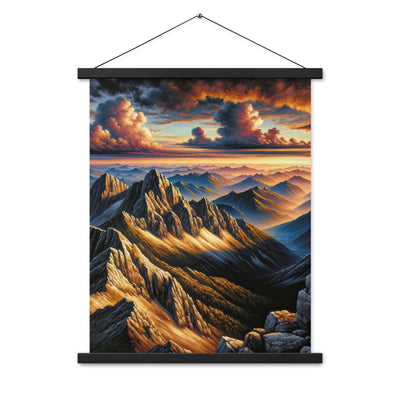 Alpen in Abenddämmerung: Acrylgemälde mit beleuchteten Berggipfeln - Premium Poster mit Aufhängung berge xxx yyy zzz 45.7 x 61 cm