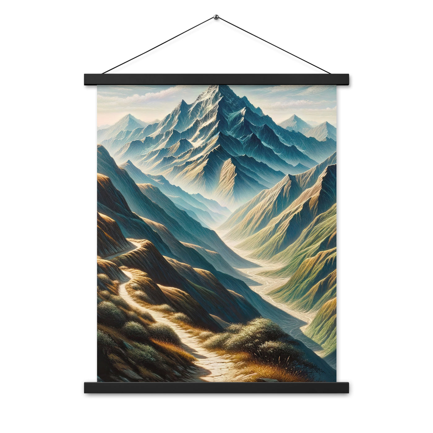 Berglandschaft: Acrylgemälde mit hervorgehobenem Pfad - Premium Poster mit Aufhängung berge xxx yyy zzz 45.7 x 61 cm