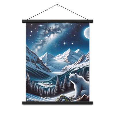 Sternennacht und Eisbär: Acrylgemälde mit Milchstraße, Alpen und schneebedeckte Gipfel - Premium Poster mit Aufhängung camping xxx yyy zzz 45.7 x 61 cm