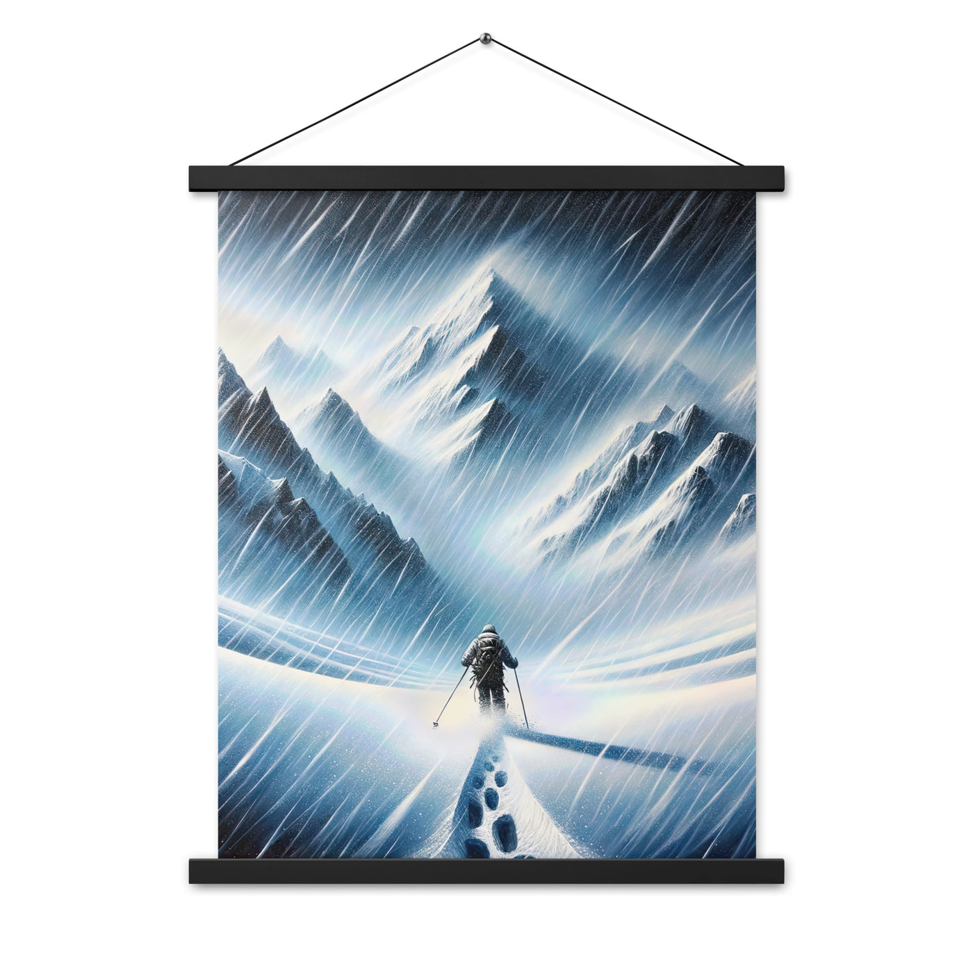 Wanderer und Bergsteiger im Schneesturm: Acrylgemälde der Alpen - Premium Poster mit Aufhängung wandern xxx yyy zzz 45.7 x 61 cm