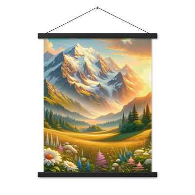 Heitere Alpenschönheit: Schneeberge und Wildblumenwiesen - Premium Poster mit Aufhängung berge xxx yyy zzz 45.7 x 61 cm