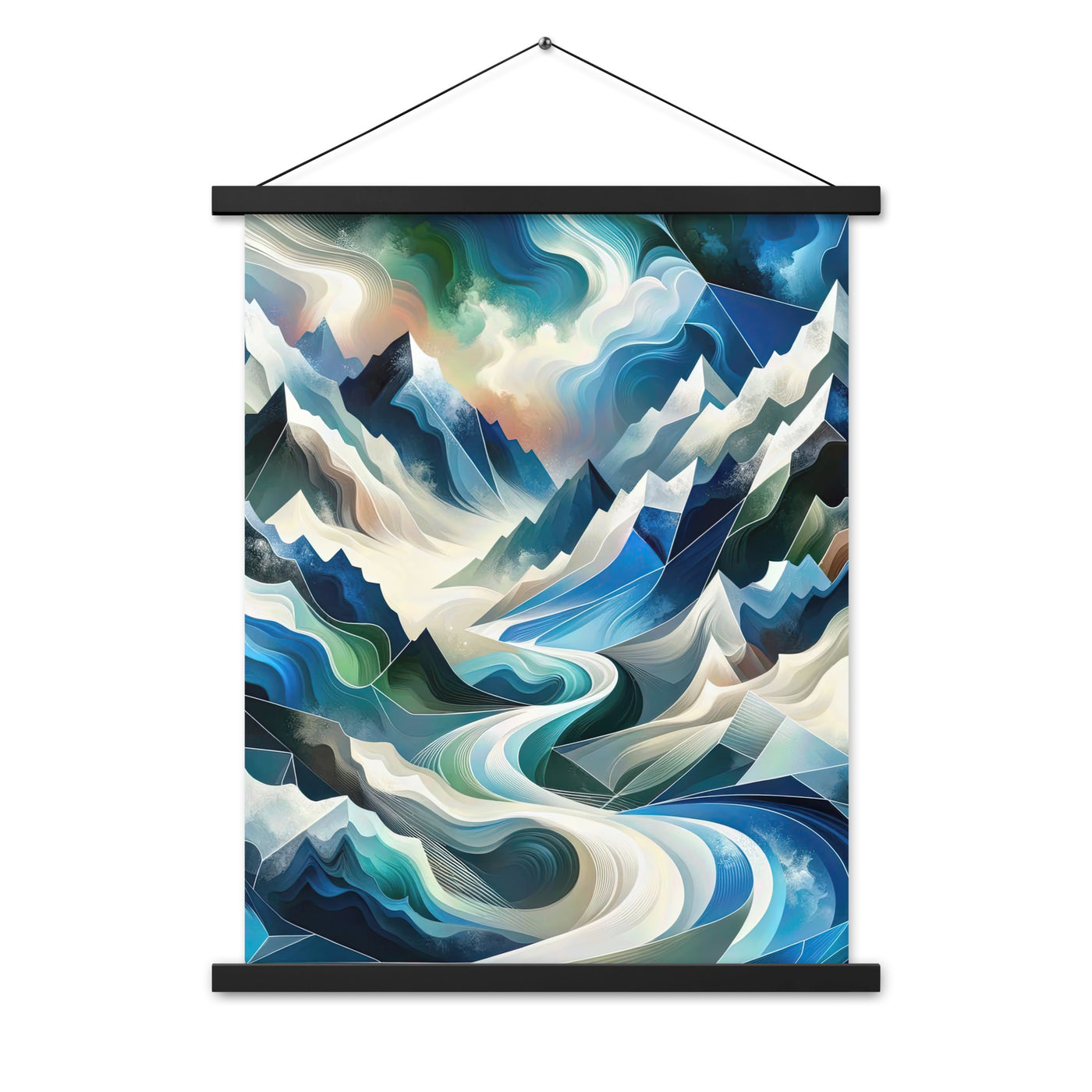 Abstrakte Kunst der Alpen, die geometrische Formen verbindet, um Berggipfel, Täler und Flüsse im Schnee darzustellen. . - Enhanced Matte berge xxx yyy zzz 45.7 x 61 cm