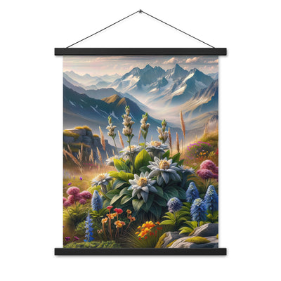 Alpine Flora: Digitales Kunstwerk mit lebendigen Blumen - Premium Poster mit Aufhängung berge xxx yyy zzz 45.7 x 61 cm
