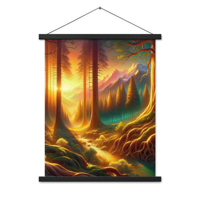 Golden-Stunde Alpenwald, Sonnenlicht durch Blätterdach - Premium Poster mit Aufhängung camping xxx yyy zzz 45.7 x 61 cm
