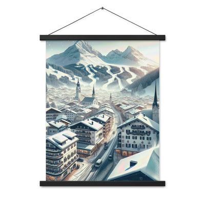 Winter in Kitzbühel: Digitale Malerei von schneebedeckten Dächern - Premium Poster mit Aufhängung berge xxx yyy zzz 45.7 x 61 cm