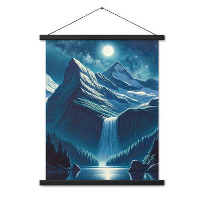 Legendäre Alpennacht, Mondlicht-Berge unter Sternenhimmel - Premium Poster mit Aufhängung berge xxx yyy zzz 45.7 x 61 cm