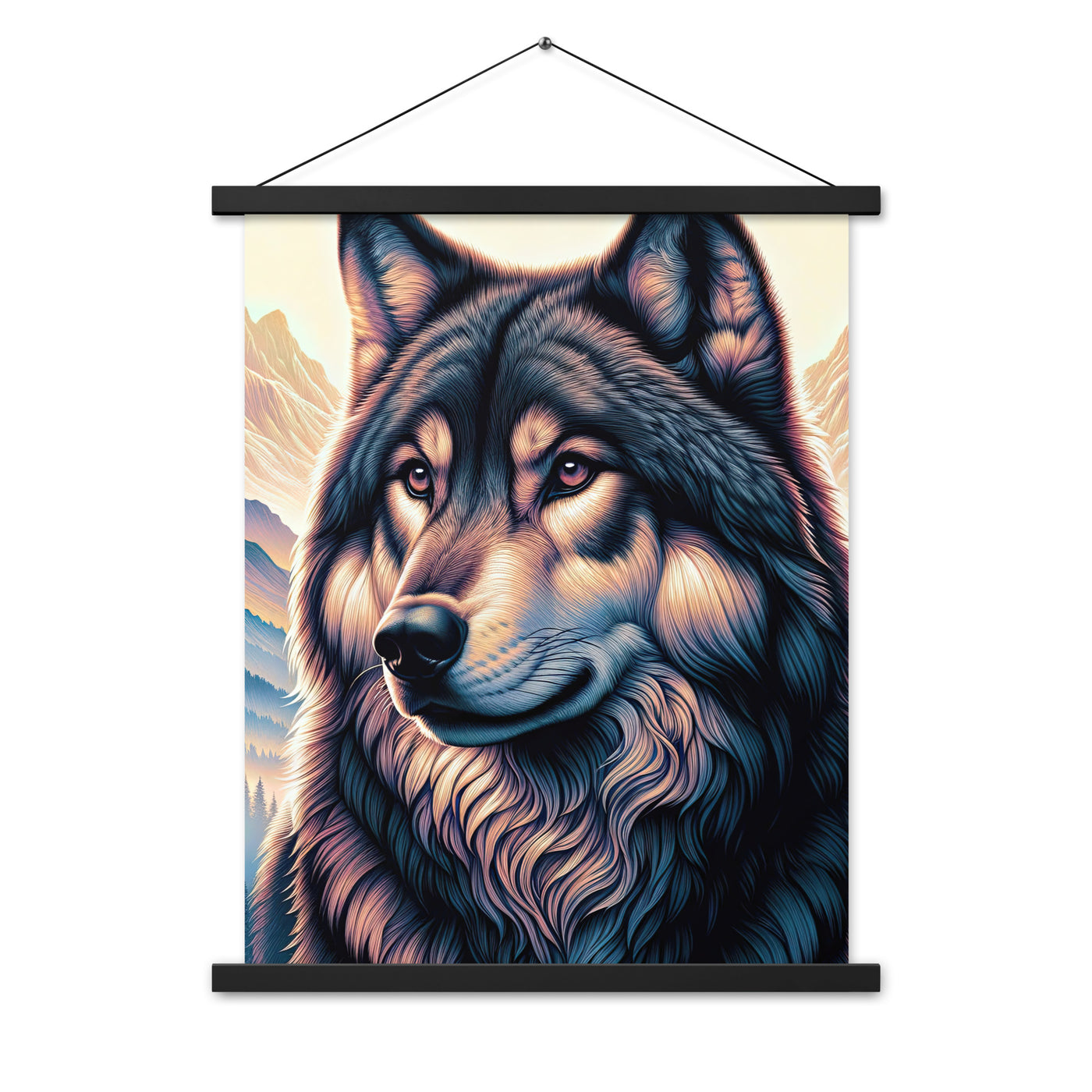 Majestätischer, glänzender Wolf in leuchtender Illustration (AN) - Premium Poster mit Aufhängung xxx yyy zzz 45.7 x 61 cm