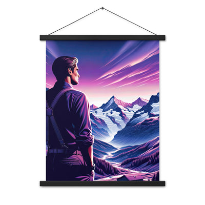 Wanderer in alpiner Dämmerung, schneebedeckte Gipfel ins Unendliche - Premium Poster mit Aufhängung wandern xxx yyy zzz 45.7 x 61 cm