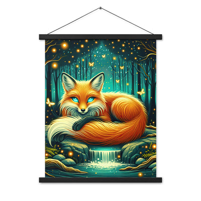 Bezaubernder Fuchs auf erleuchteter mystischer Waldlichtung - Premium Poster mit Aufhängung camping xxx yyy zzz 45.7 x 61 cm