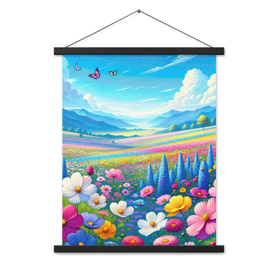 Weitläufiges Blumenfeld unter himmelblauem Himmel, leuchtende Flora - Premium Poster mit Aufhängung camping xxx yyy zzz 45.7 x 61 cm