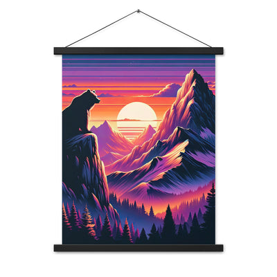 Alpen-Sonnenuntergang mit Bär auf Hügel, warmes Himmelsfarbenspiel - Premium Poster mit Aufhängung camping xxx yyy zzz 45.7 x 61 cm
